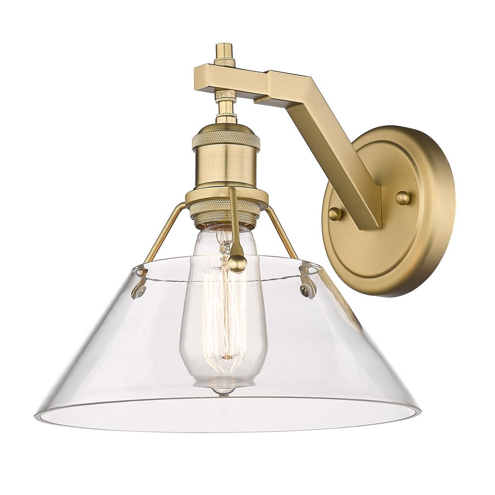 Golden Lighting 3306-1W BCB-CLR Orwell 1 Light Wall Sconce in Brushed Champagne Bronze